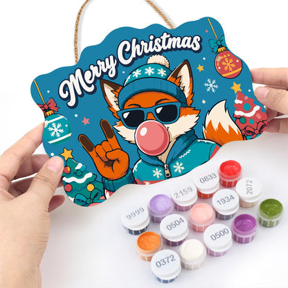 Bubble Gum Fox in Shades paint by numbers hanging sign – image 9