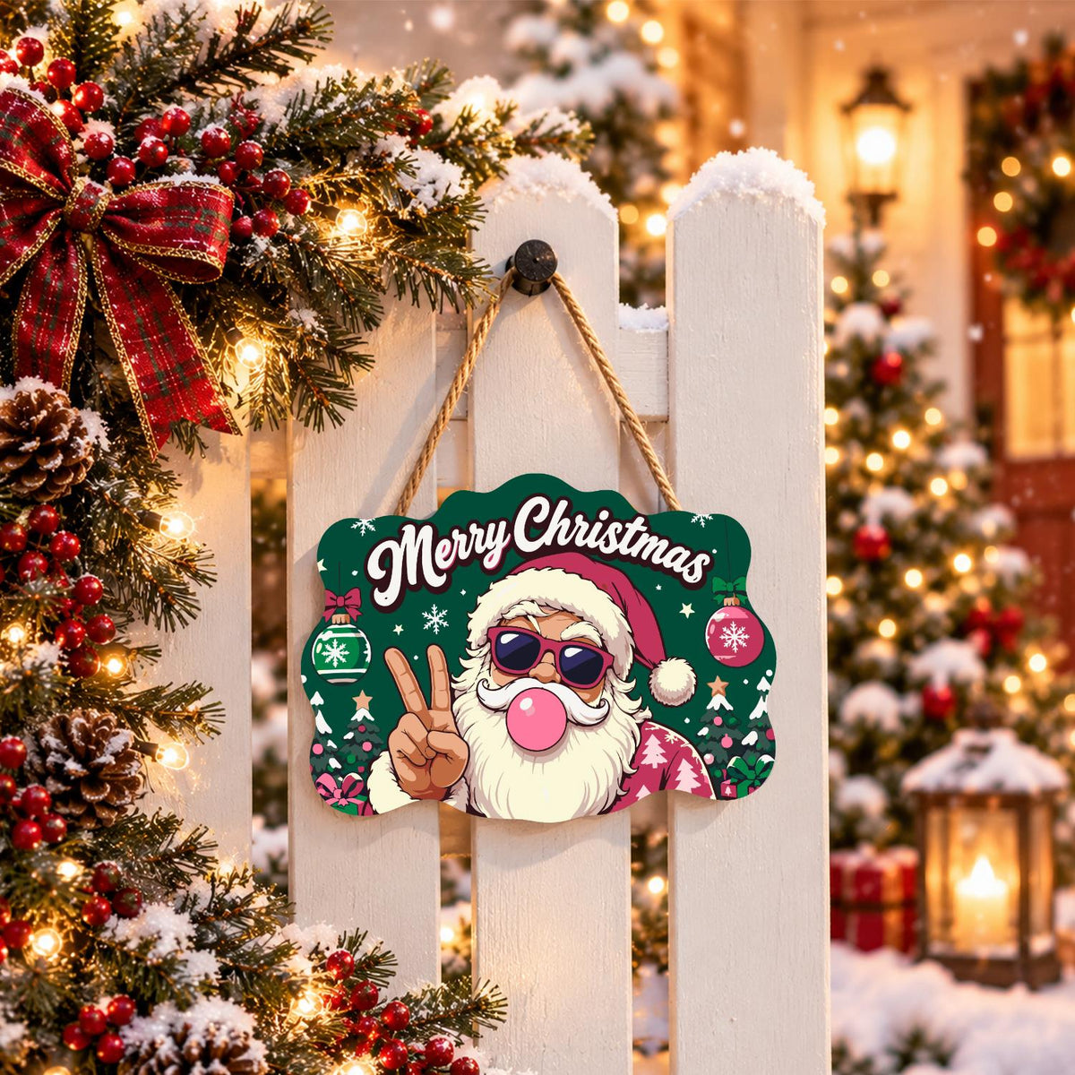 Pink-Coat Santa's Gum Bubble paint by numbers hanging sign – image 15