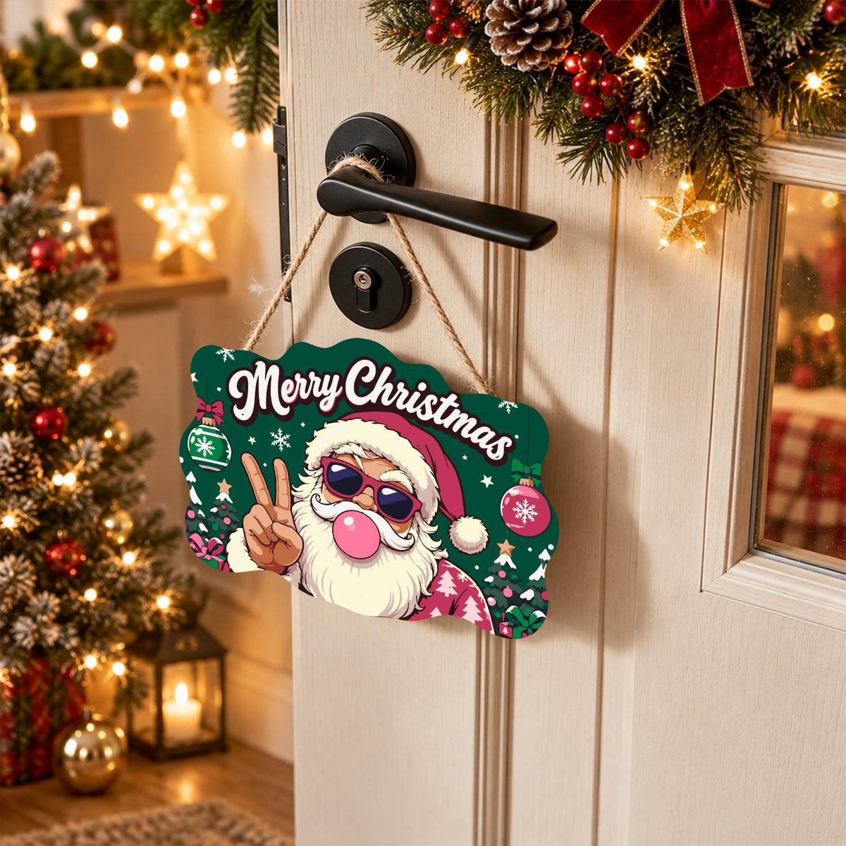 Pink-Coat Santa's Gum Bubble paint by numbers hanging sign – image 18