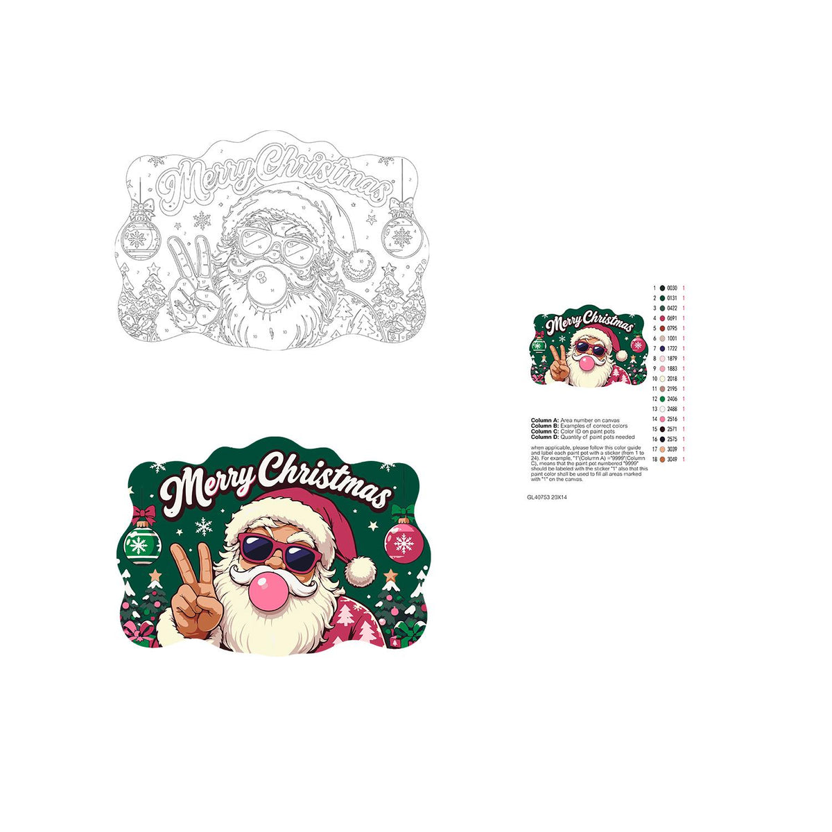 Pink-Coat Santa's Gum Bubble paint by numbers hanging sign – image 19