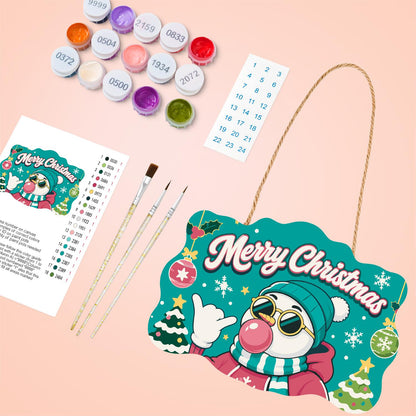 Beanie Snowman Bubble Gum Shaka paint by numbers hanging sign – image 4