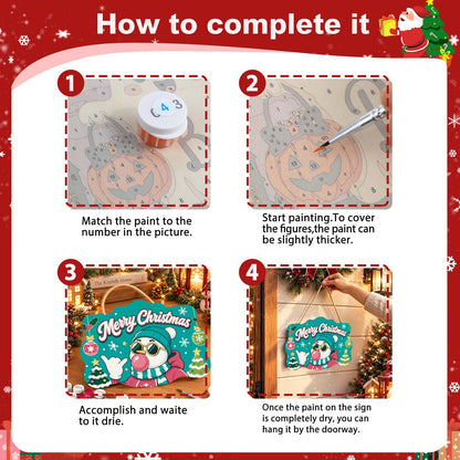 Beanie Snowman Bubble Gum Shaka paint by numbers hanging sign – image 6