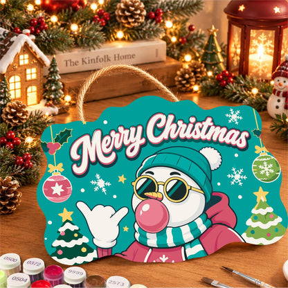 Beanie Snowman Bubble Gum Shaka paint by numbers hanging sign – image 8