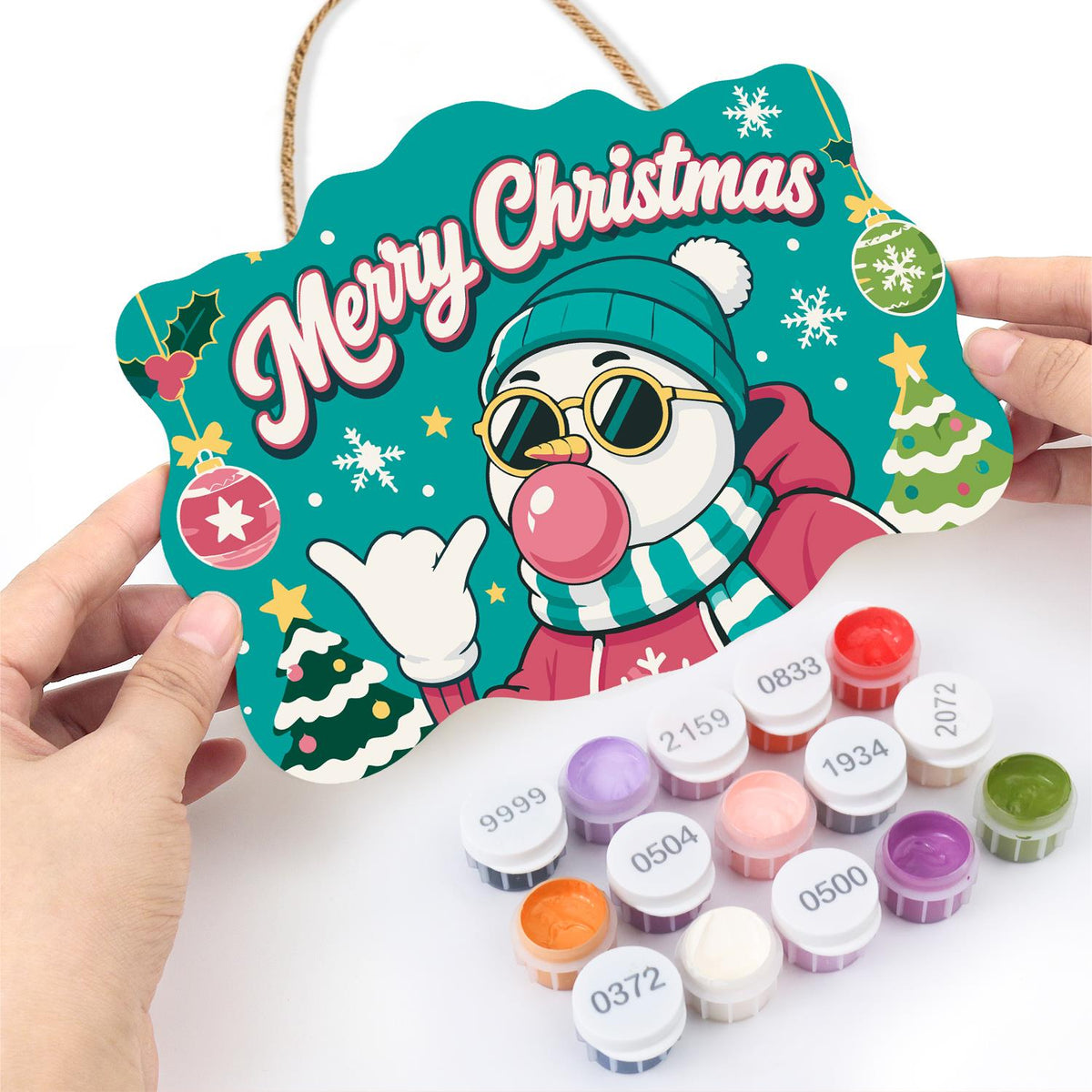 Beanie Snowman Bubble Gum Shaka paint by numbers hanging sign – image 9