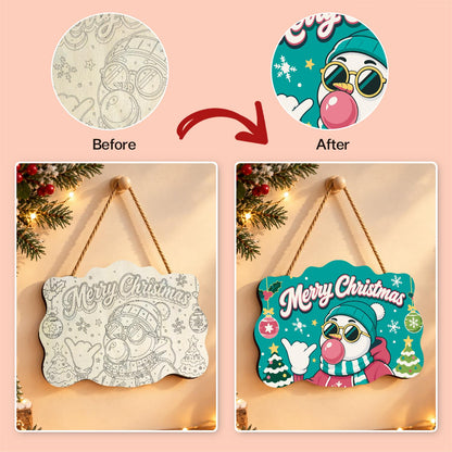 Beanie Snowman Bubble Gum Shaka paint by numbers hanging sign – image 10