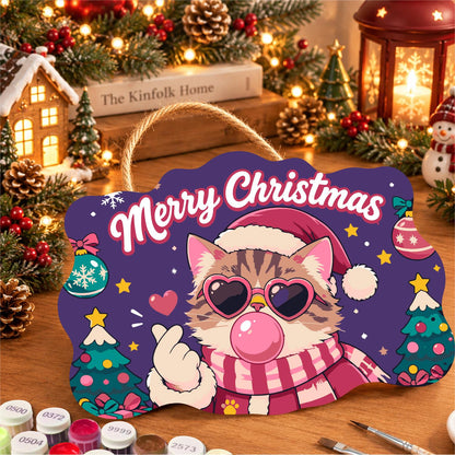 Heart Shades Cat Bubble Gum paint by numbers hanging sign – image 8