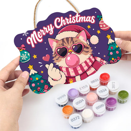 Heart Shades Cat Bubble Gum paint by numbers hanging sign – image 9