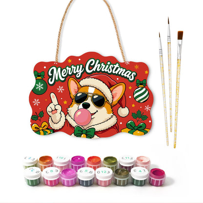 Bow Tie Corgi Bubble Gum Pop paint by numbers hanging sign – image 2