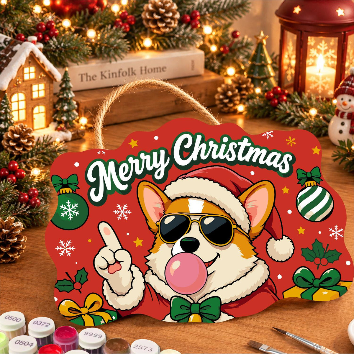 Bow Tie Corgi Bubble Gum Pop paint by numbers hanging sign – image 8