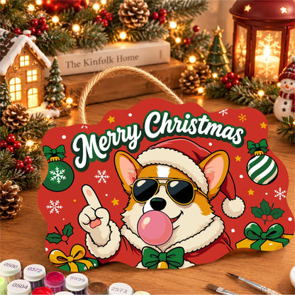 Bow Tie Corgi Bubble Gum Pop paint by numbers hanging sign – image 8