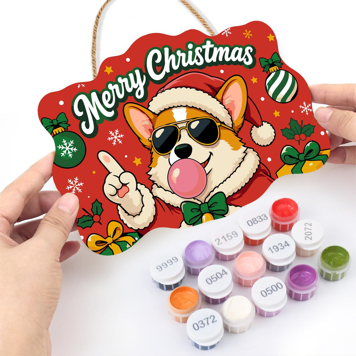 Bow Tie Corgi Bubble Gum Pop paint by numbers hanging sign – image 9