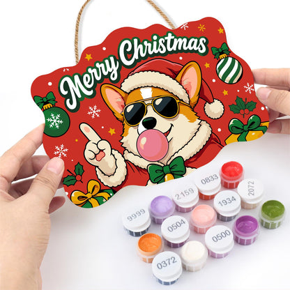 Bow Tie Corgi Bubble Gum Pop paint by numbers hanging sign – image 9
