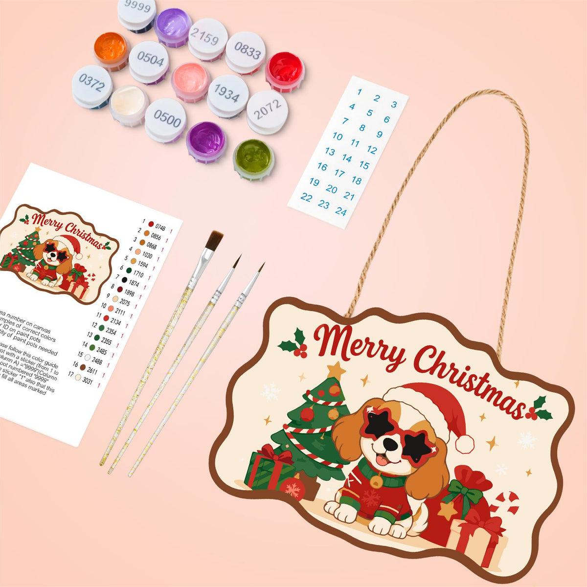 Star Shades Spaniel Puppy paint by numbers hanging sign – image 4