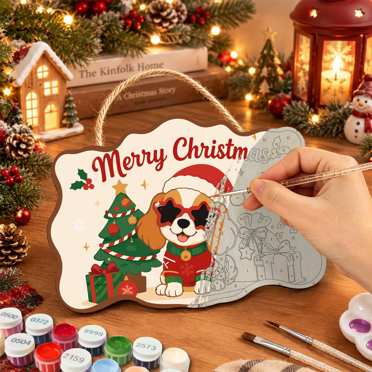 Star Shades Spaniel Puppy paint by numbers hanging sign – image 7