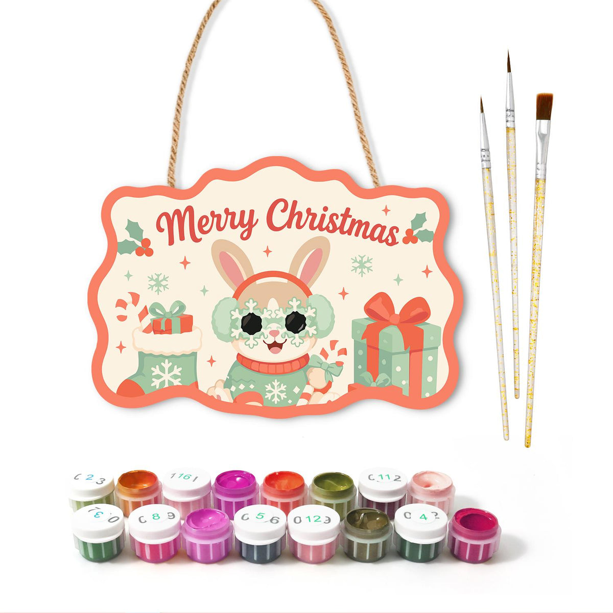 Mint Sweater Bunny in Shades paint by numbers hanging sign – image 2