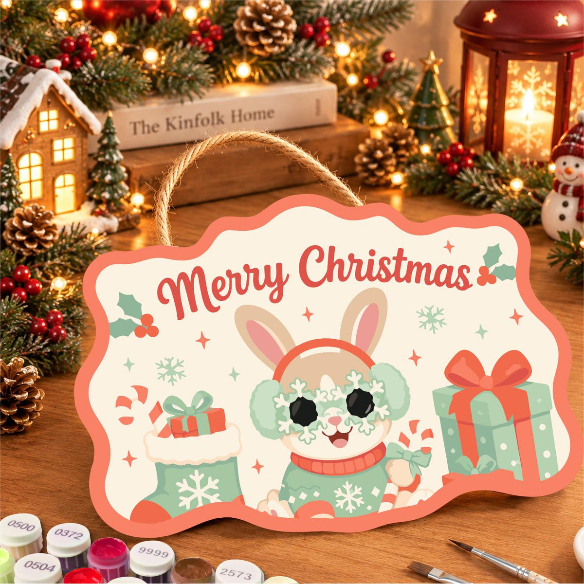 Mint Sweater Bunny in Shades paint by numbers hanging sign – image 8