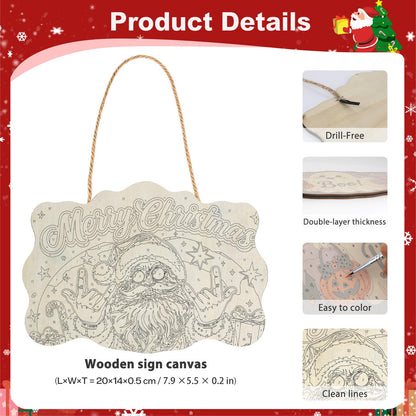 Rock-on Santa with Both Hands paint by numbers hanging sign – image 5