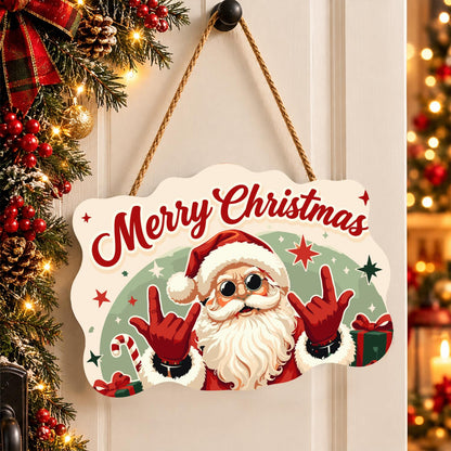 Rock-on Santa with Both Hands paint by numbers hanging sign – image 16