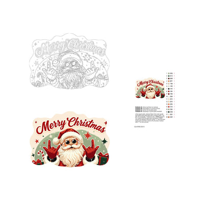 Rock-on Santa with Both Hands paint by numbers hanging sign – image 19