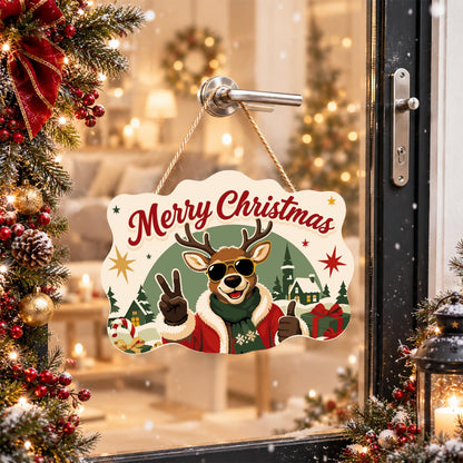 Peace-Out Reindeer in Santa Coat paint by numbers hanging sign – image 17