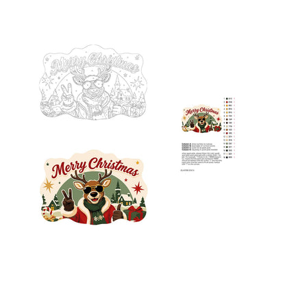 Peace-Out Reindeer in Santa Coat paint by numbers hanging sign – image 19