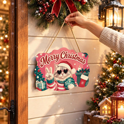 Heart Shades Cat with Bauble paint by numbers hanging sign – image 14