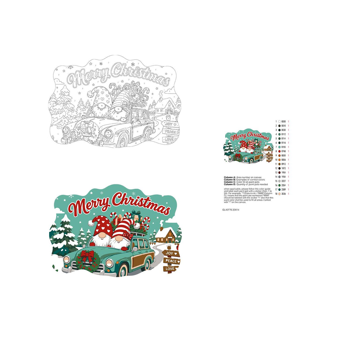 Retro Wagon Gnomes Heading Home paint by numbers hanging sign – image 19