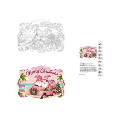 Seaside Gnomes in a Pink Truck paint by numbers hanging sign – image 19