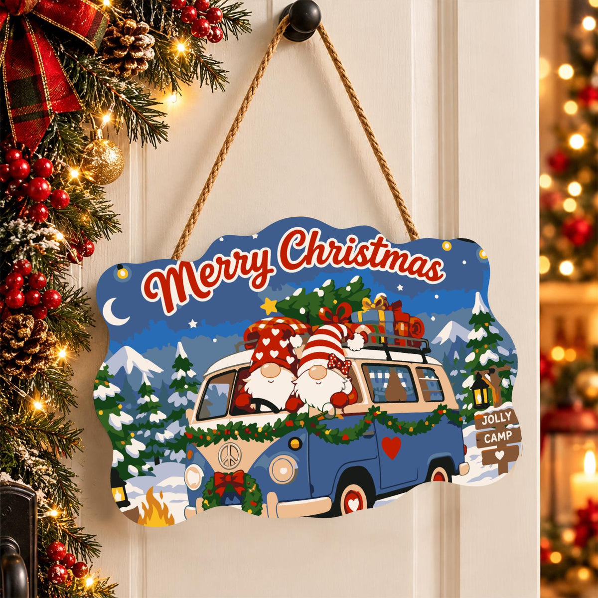 Blue Camper Gnomes by Campfire paint by numbers hanging sign – image 16
