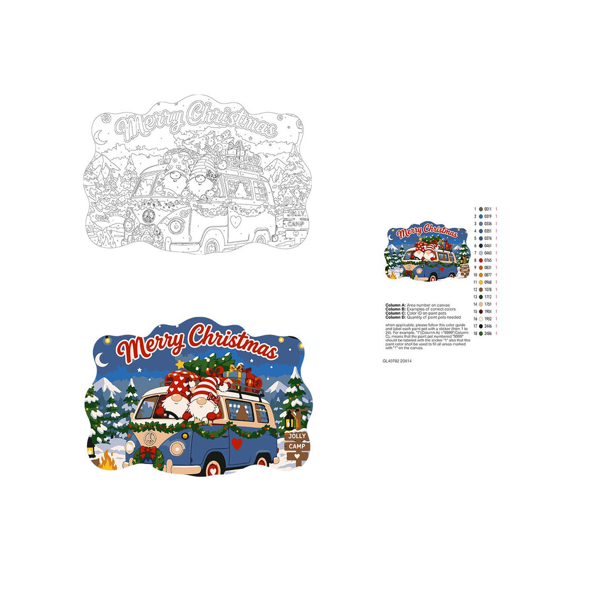 Blue Camper Gnomes by Campfire paint by numbers hanging sign – image 19