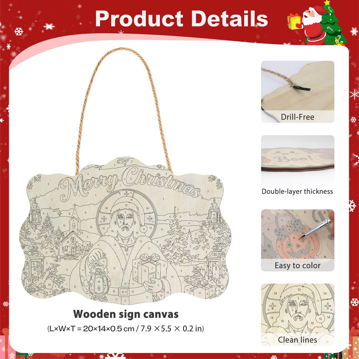 Jesus in Santa Red with Lantern paint by numbers hanging sign – image 5
