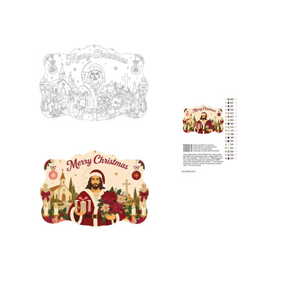 Poinsettia Jesus in Santa Coat paint by numbers hanging sign – image 19