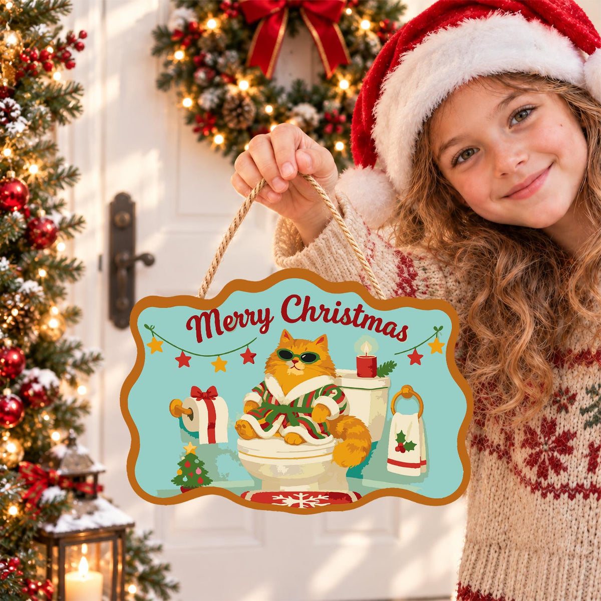 Shades Cat on the Holiday Throne paint by numbers hanging sign – image 13