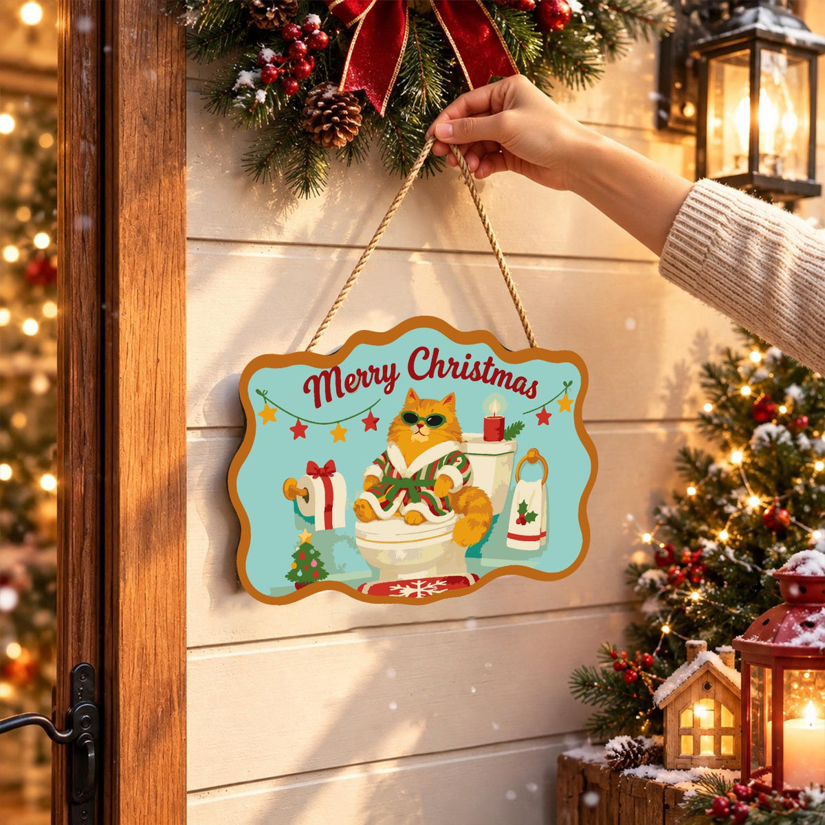 Shades Cat on the Holiday Throne paint by numbers hanging sign – image 14