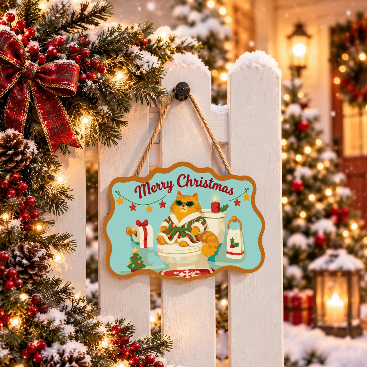Shades Cat on the Holiday Throne paint by numbers hanging sign – image 15