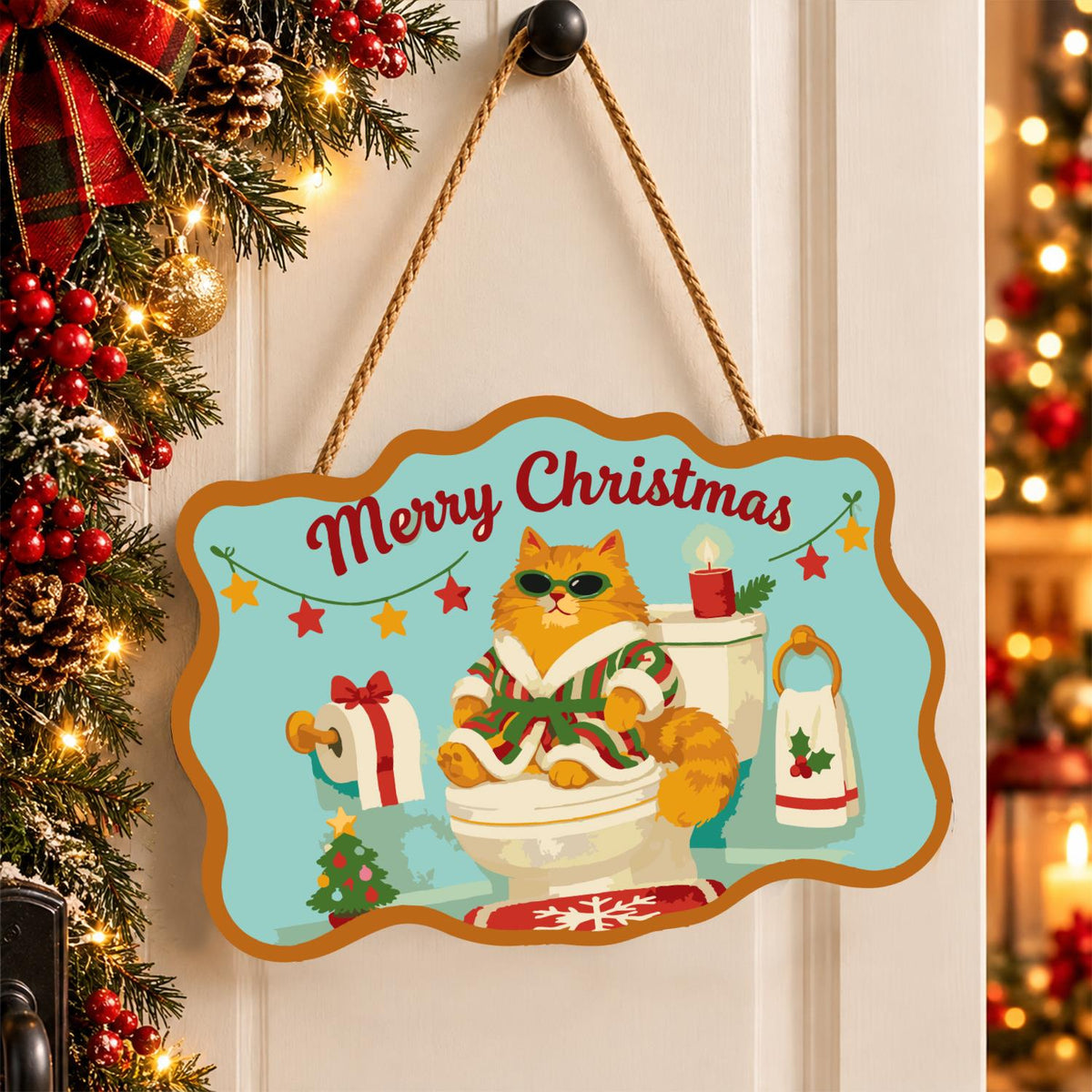 Shades Cat on the Holiday Throne paint by numbers hanging sign – image 16