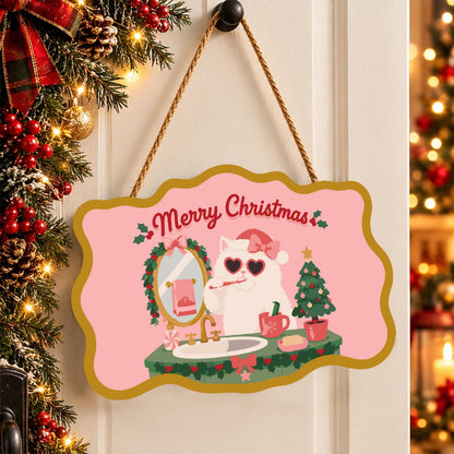 White Cat Brushing Its Teeth paint by numbers hanging sign – image 16
