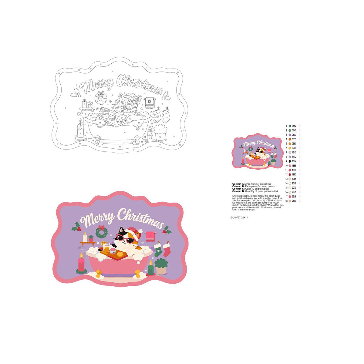Calico Cat's Candlelit Pink Soak paint by numbers hanging sign – image 19