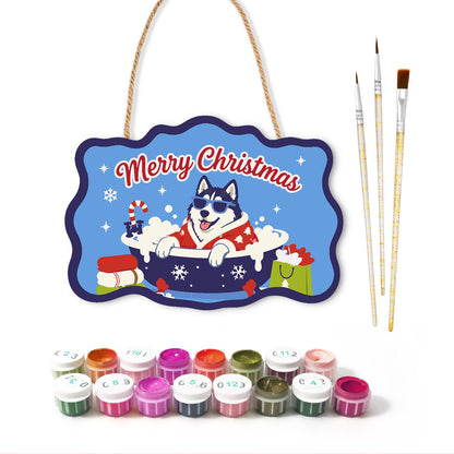 Husky's Snowflake Tub Soak paint by numbers hanging sign – image 2