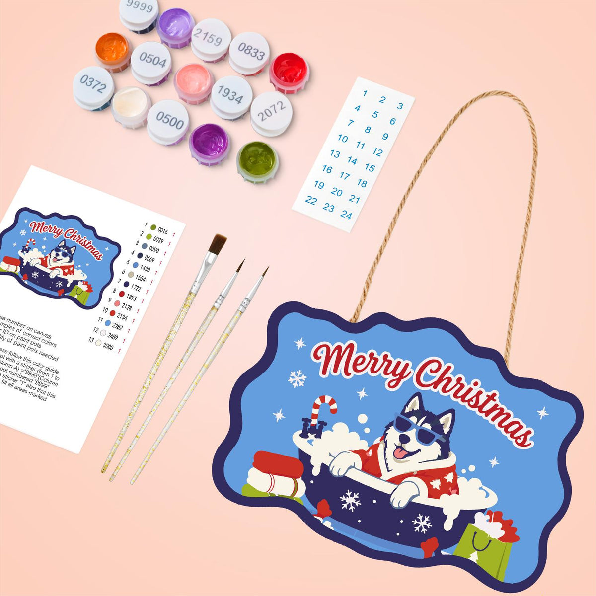 Husky's Snowflake Tub Soak paint by numbers hanging sign – image 4