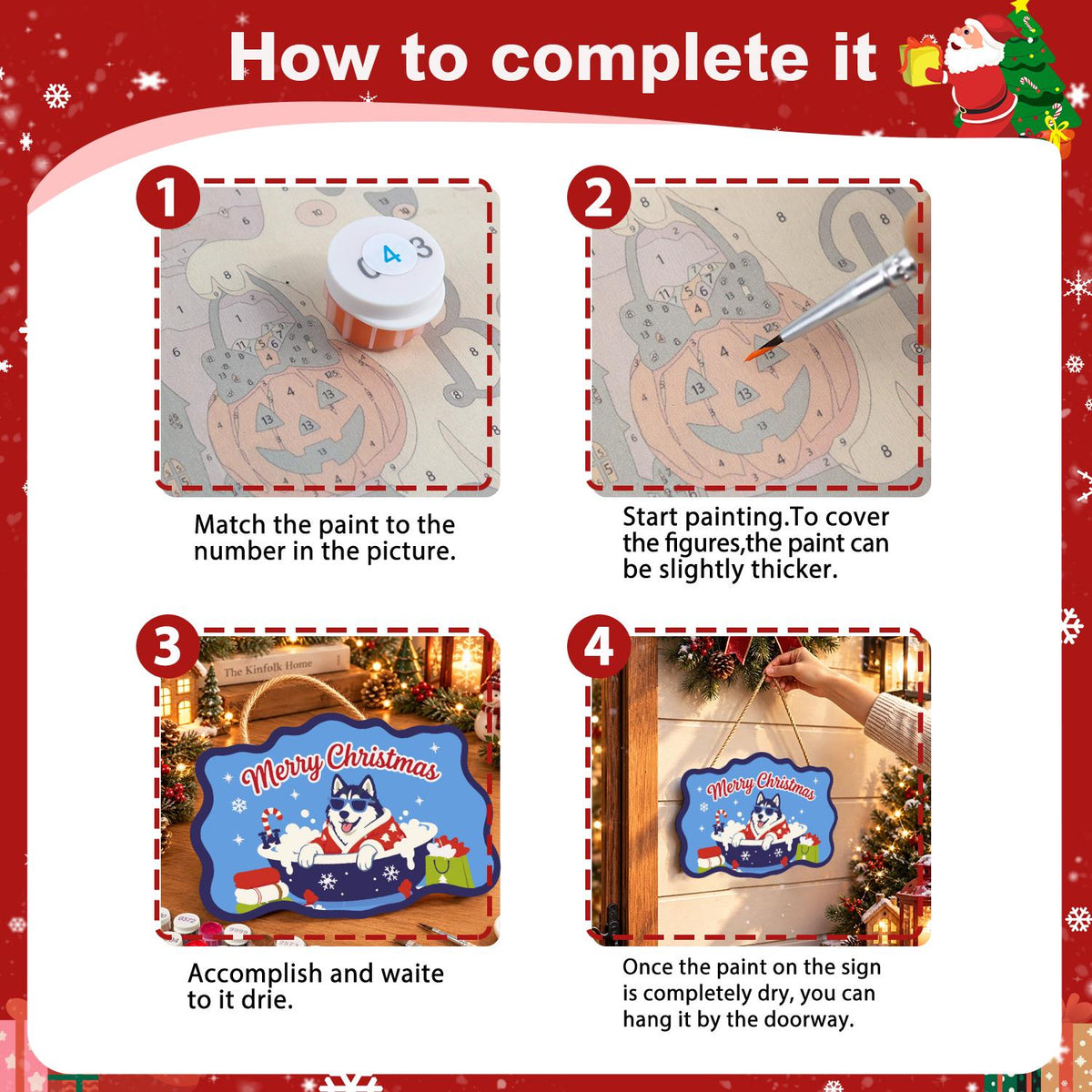 Husky's Snowflake Tub Soak paint by numbers hanging sign – image 6