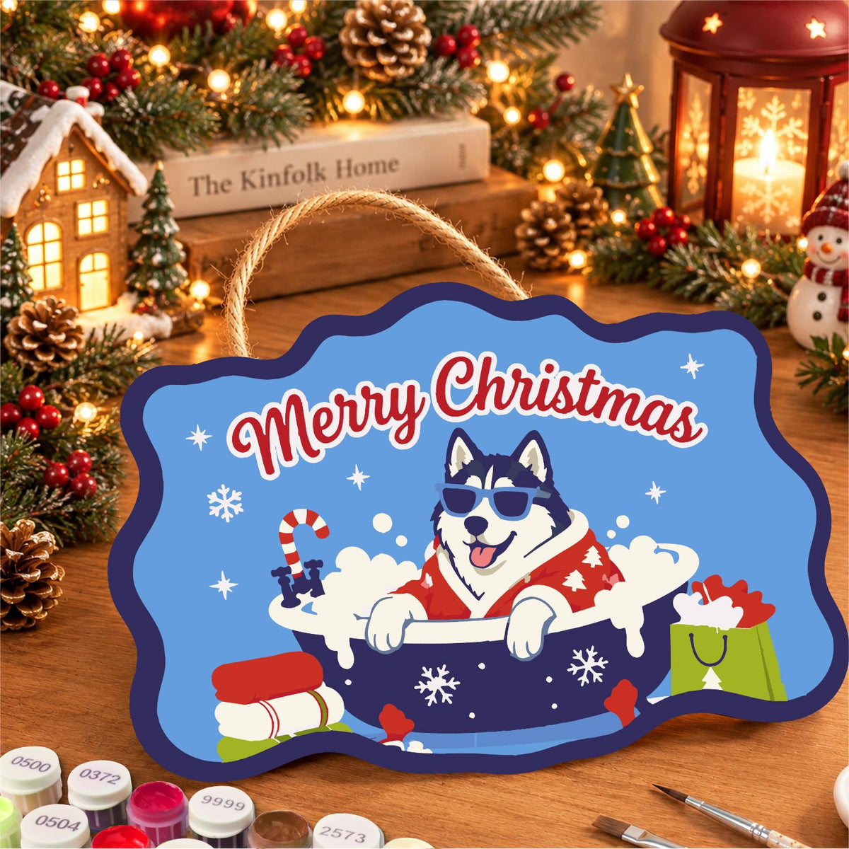 Husky's Snowflake Tub Soak paint by numbers hanging sign – image 8