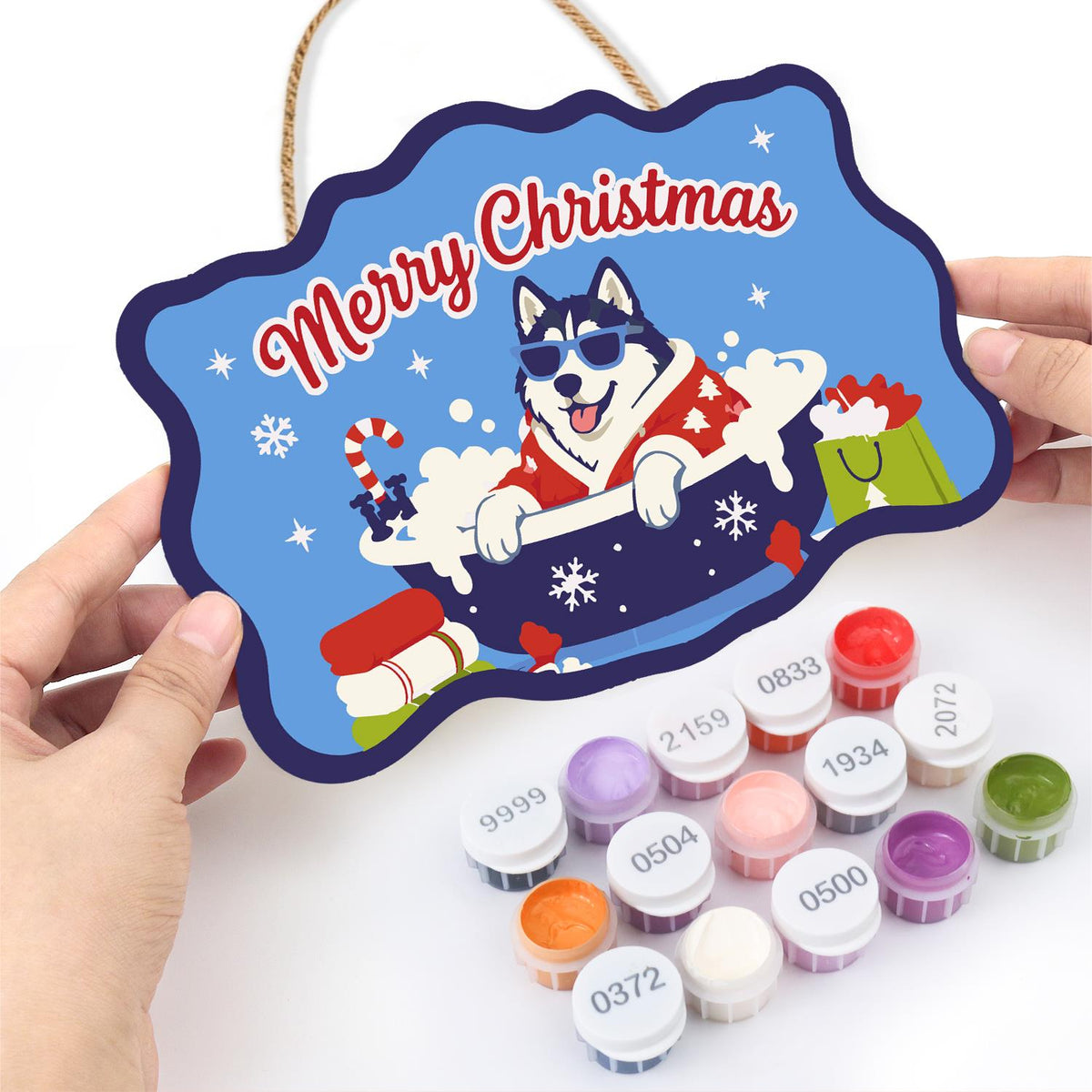 Husky's Snowflake Tub Soak paint by numbers hanging sign – image 9