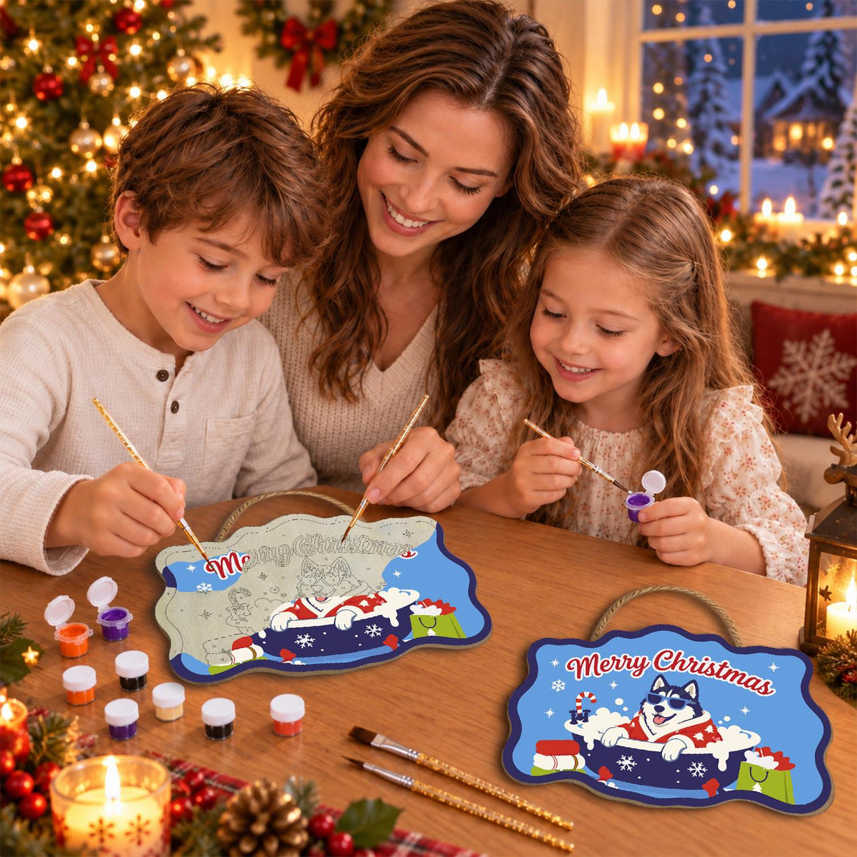 Husky's Snowflake Tub Soak paint by numbers hanging sign – image 12