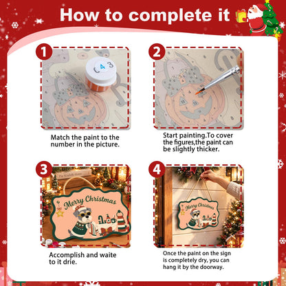Schnauzer's Holiday Bath Time paint by numbers hanging sign – image 6