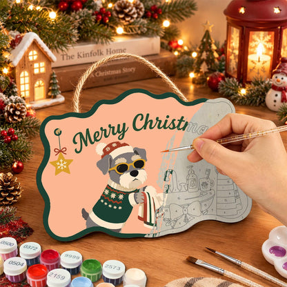 Schnauzer's Holiday Bath Time paint by numbers hanging sign – image 7