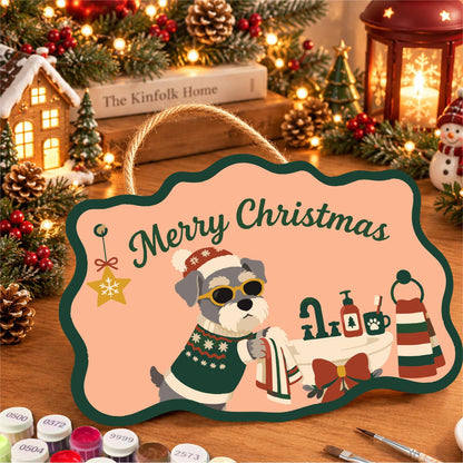 Schnauzer's Holiday Bath Time paint by numbers hanging sign – image 8