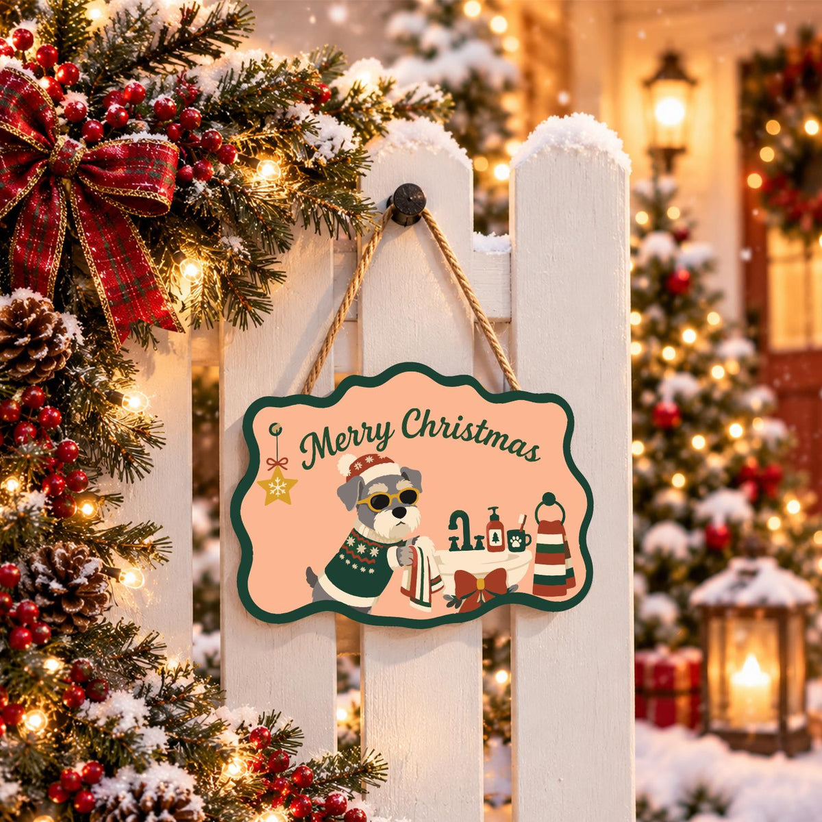 Schnauzer's Holiday Bath Time paint by numbers hanging sign – image 15
