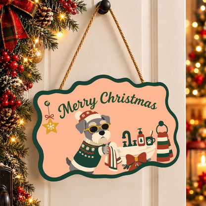 Schnauzer's Holiday Bath Time paint by numbers hanging sign – image 16