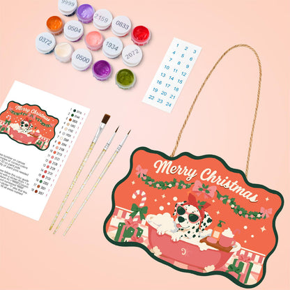Bow-Topped Dalmatian Spa Day paint by numbers hanging sign – image 4